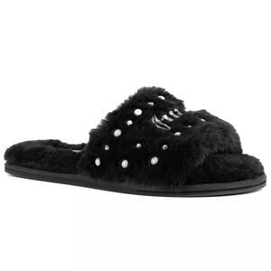 Juicy Couture Women Gyanna 2 Faux Fur Studded Slide Slippers Size US 8M Black
